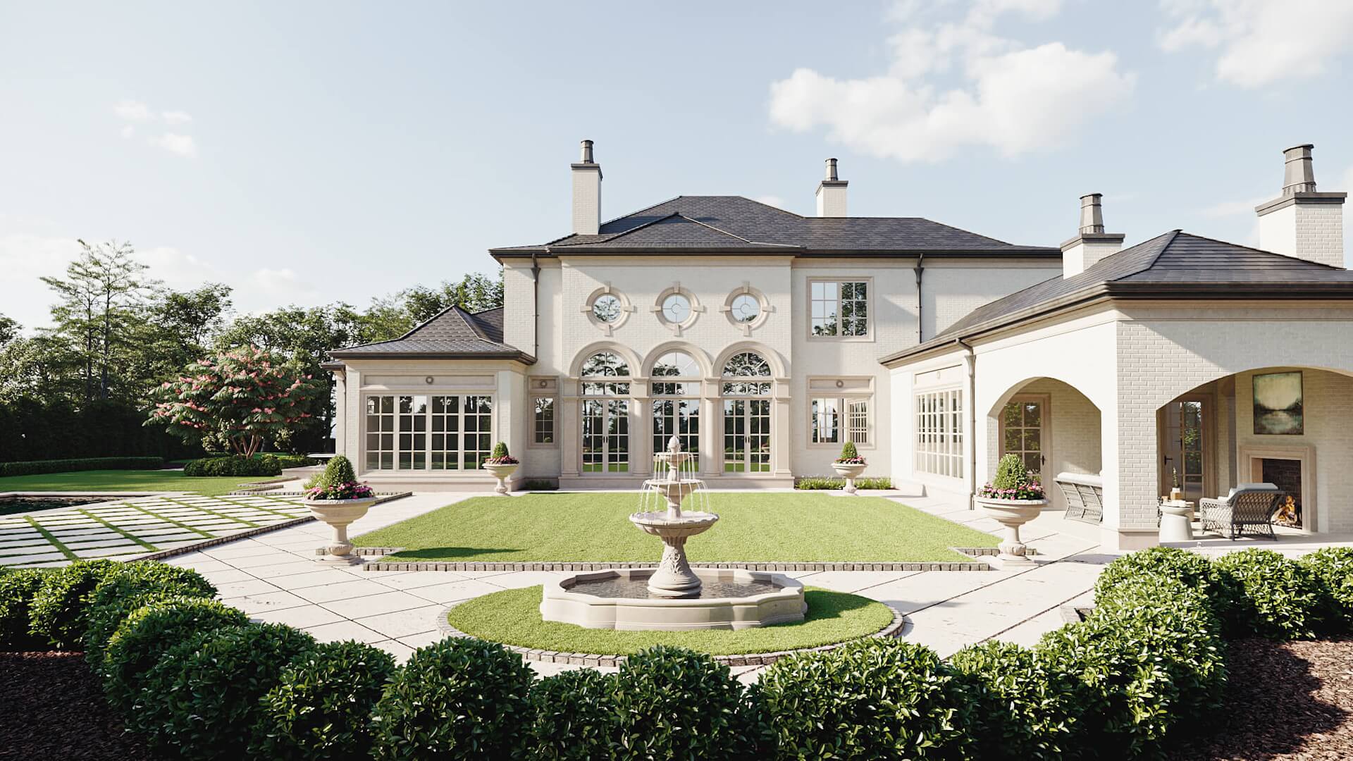 Landscape Design 3D Visualization for a Luxurious Mansion