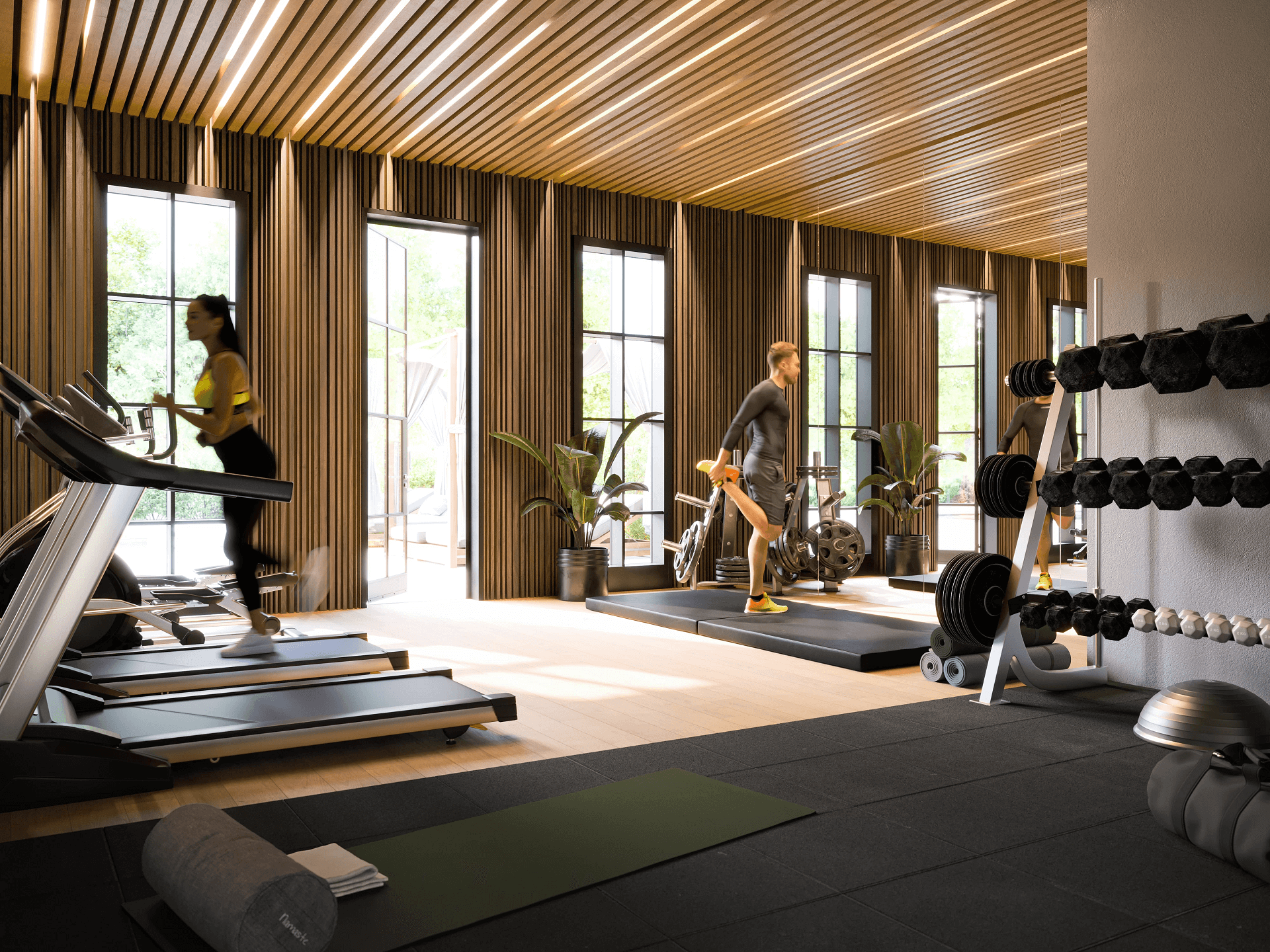 Gym 3D Rendering with People