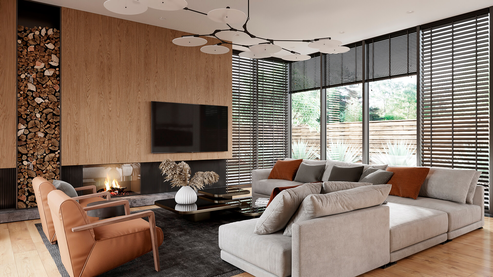 Interior Rendering of a Cozy Living Room