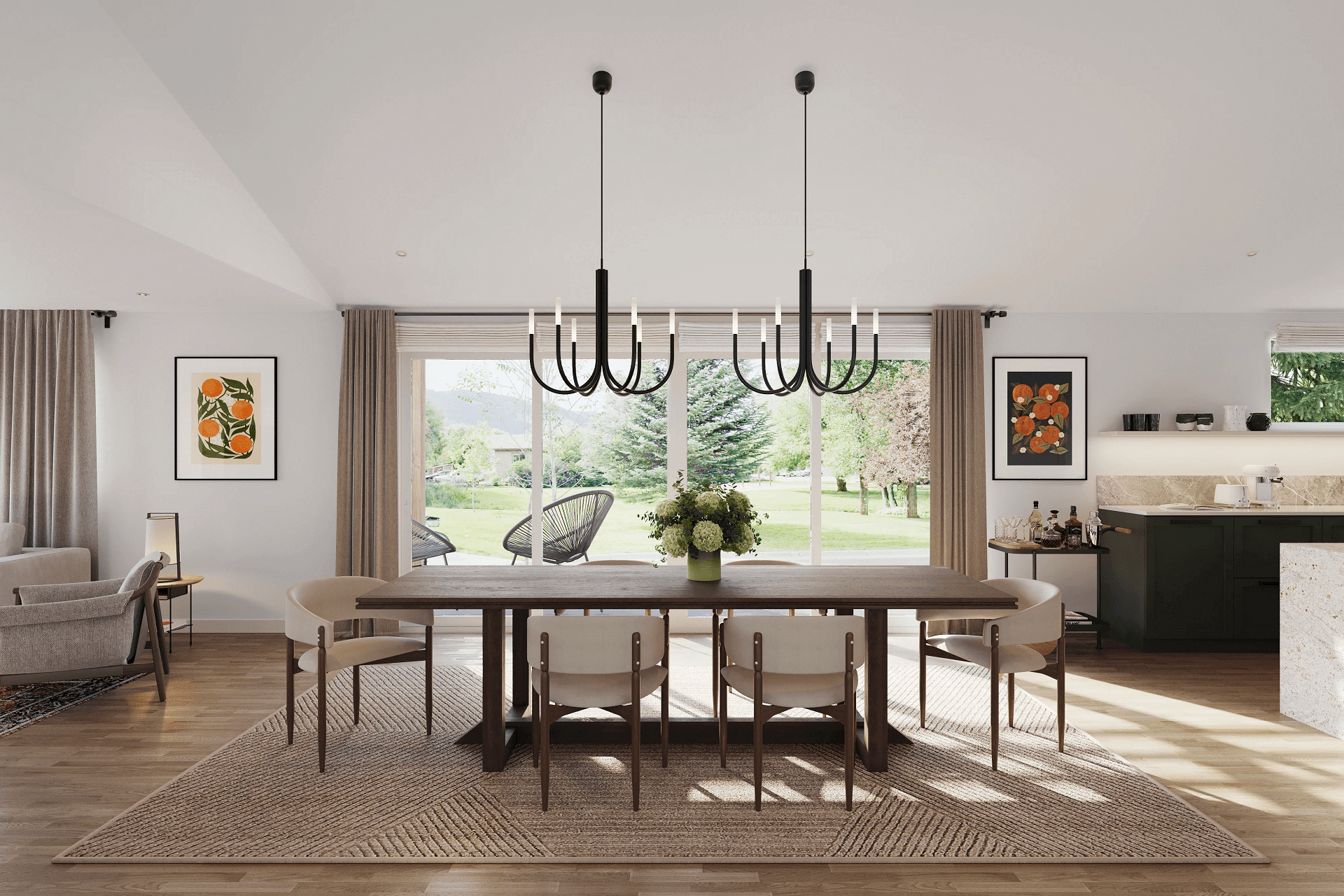 Interior Visualization of a Dining Area