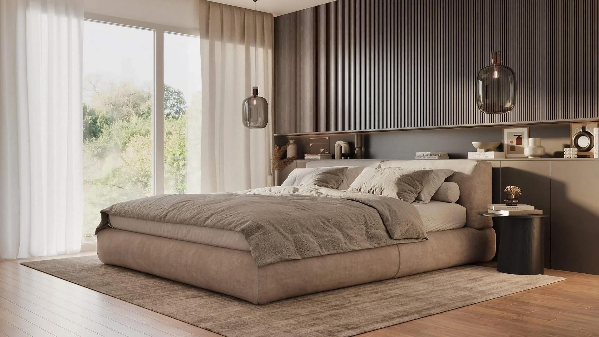 Beige Bedroom 3D Render