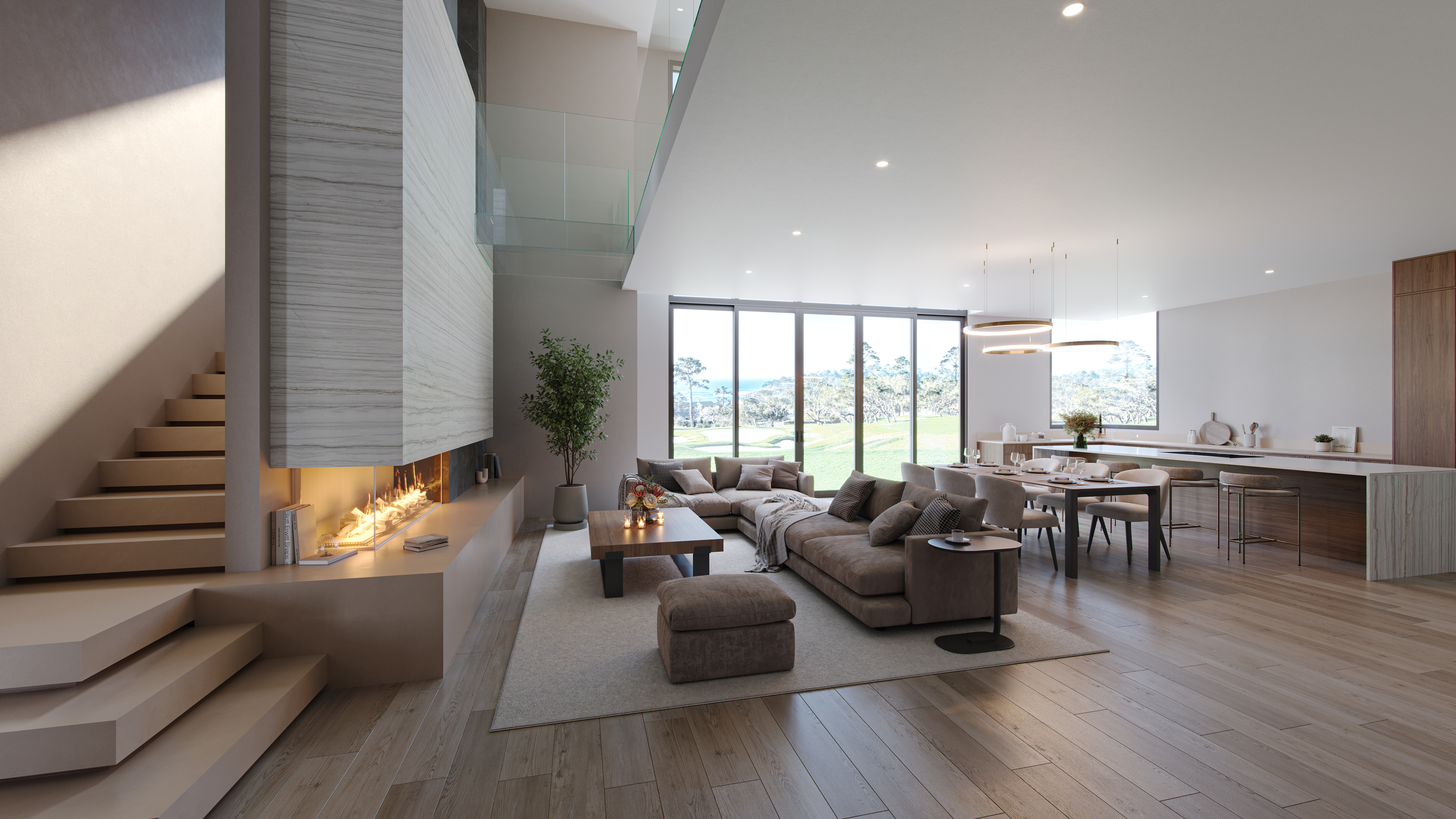 Interior CGI of a Living and Dining Room