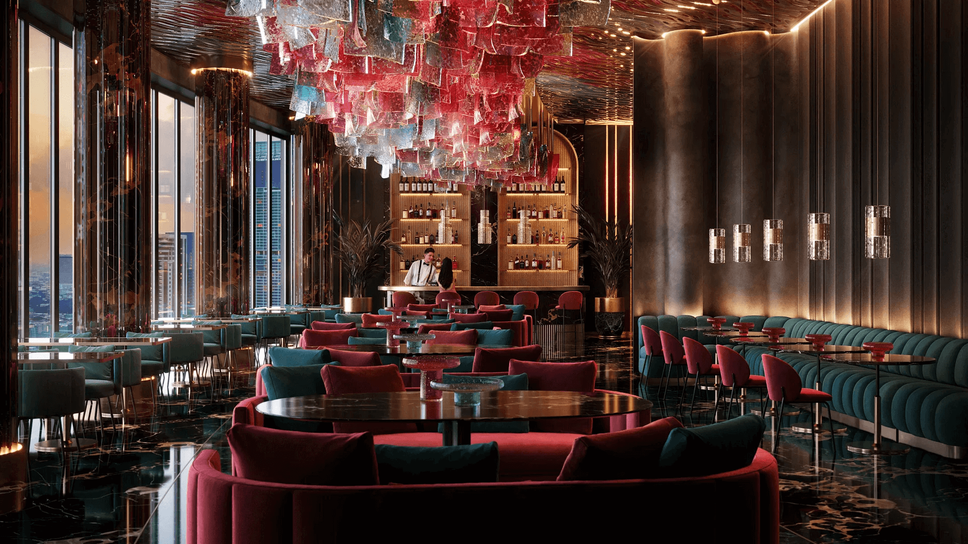 Restaurant Design 3D Rendering