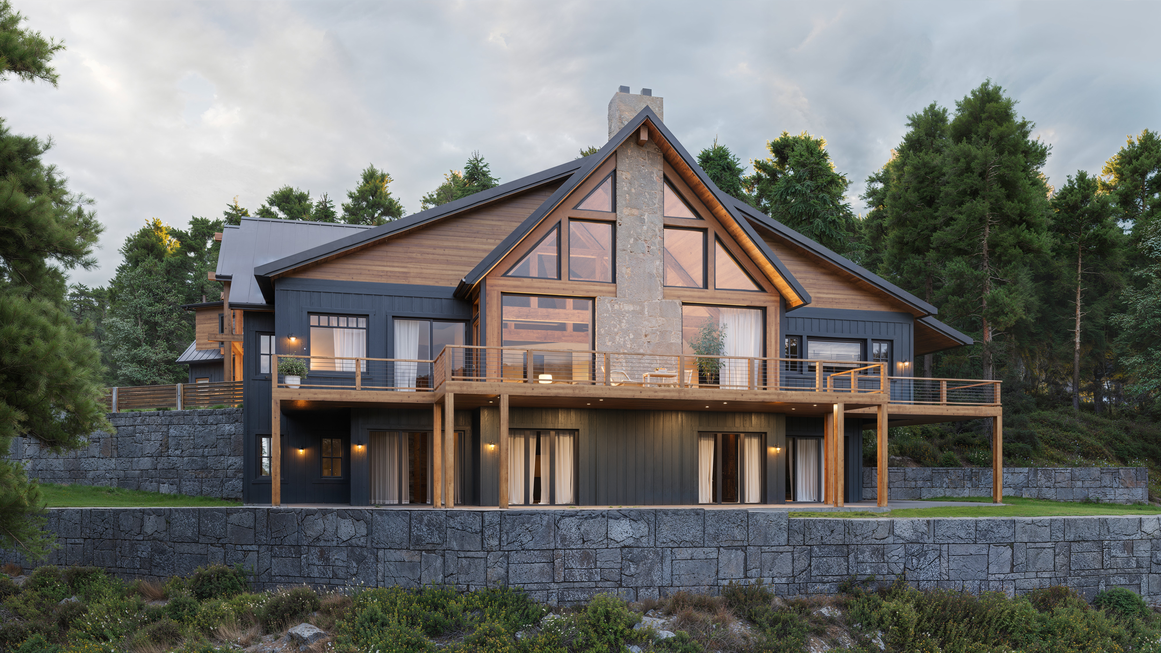 3D Render of a Modern Mountain Lodge