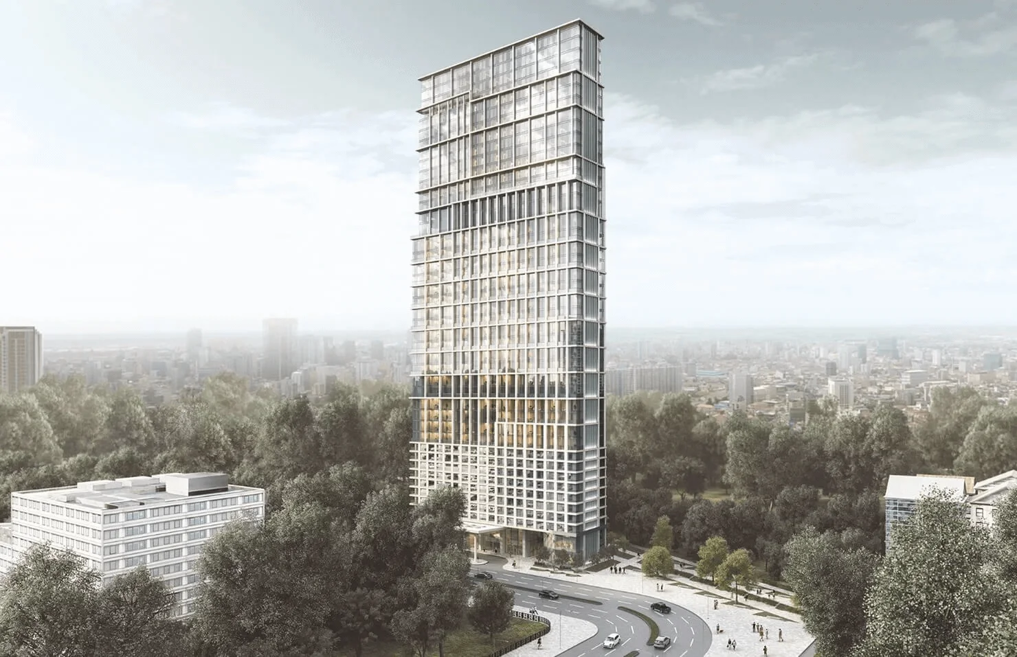 Multifamily Mixed-Use Building 3D Rendering