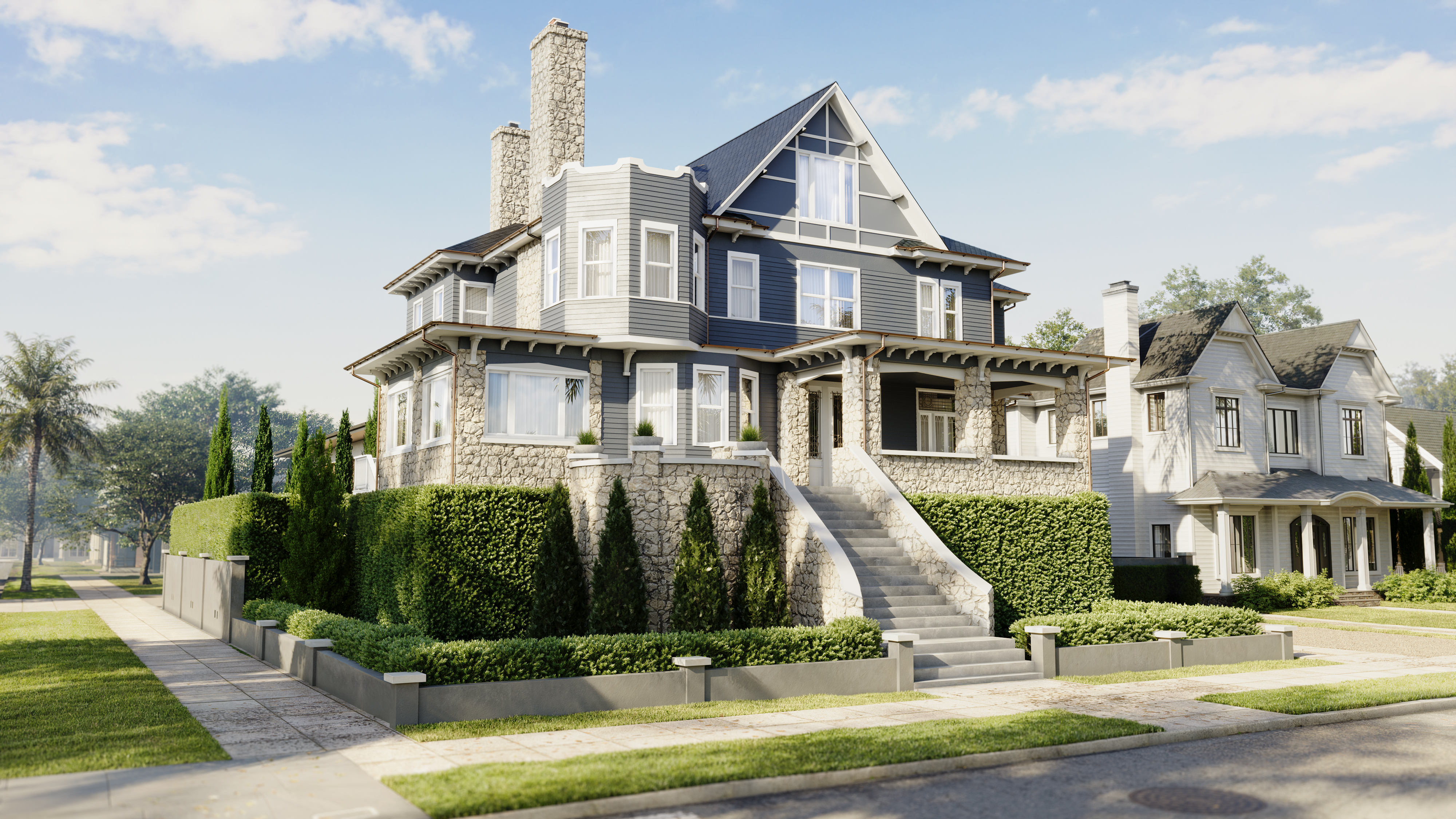 3D Rendering of a Victorian-Style House