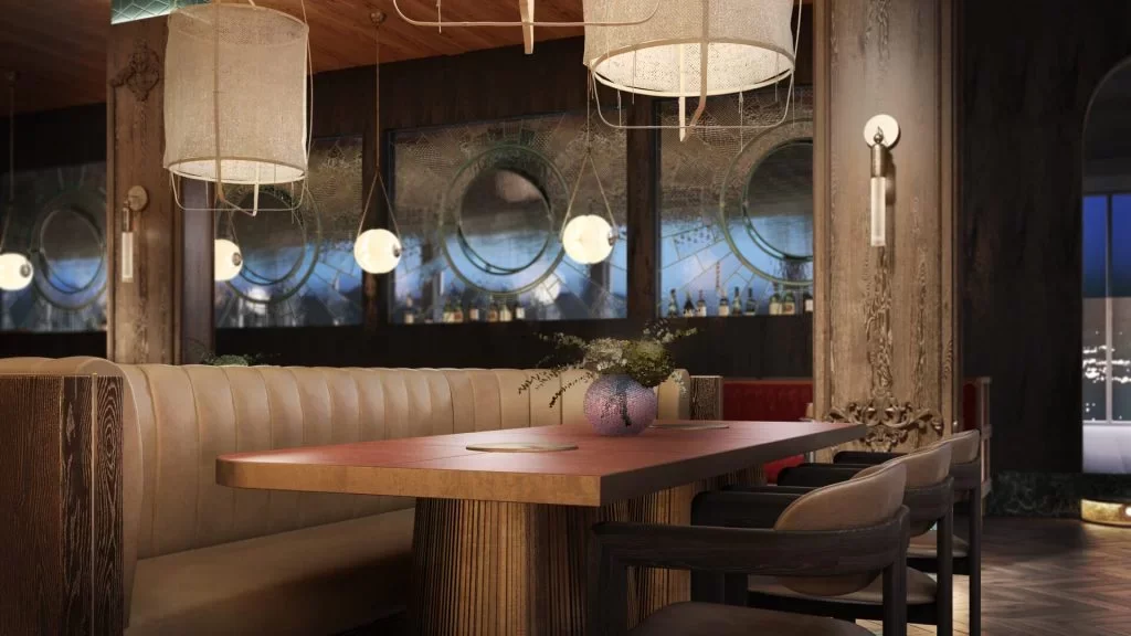 Restaurant Interior 3D Rendering: Table Close-Up
