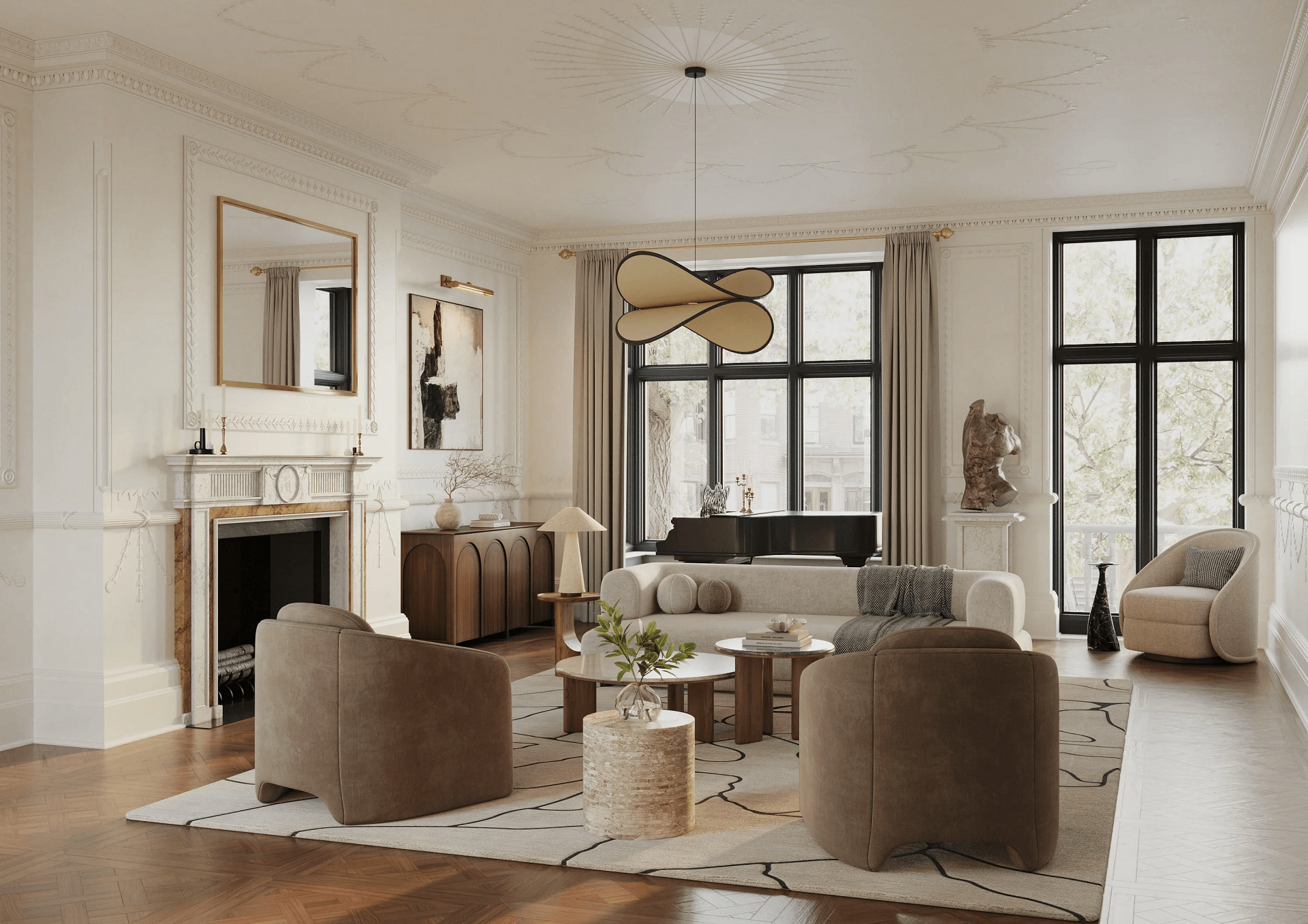 3D Interior Design Render for Drawing Room