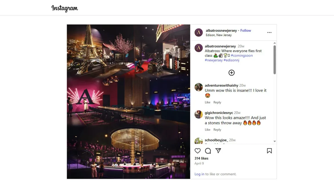 A 3D rendering collage of interior entertainment spaces posted on Instagram