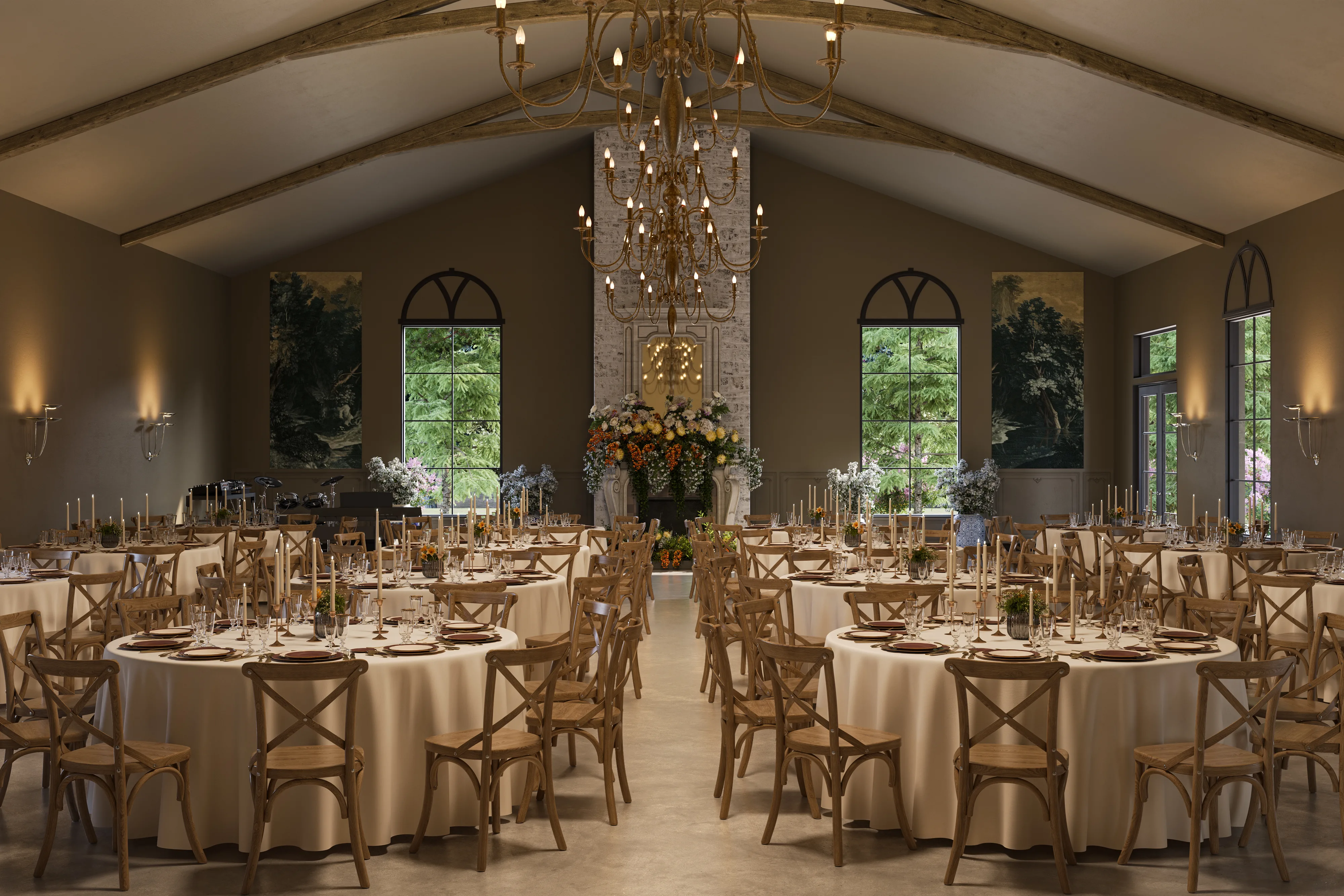 3D Interior Render of a Main Hall in an Event Center