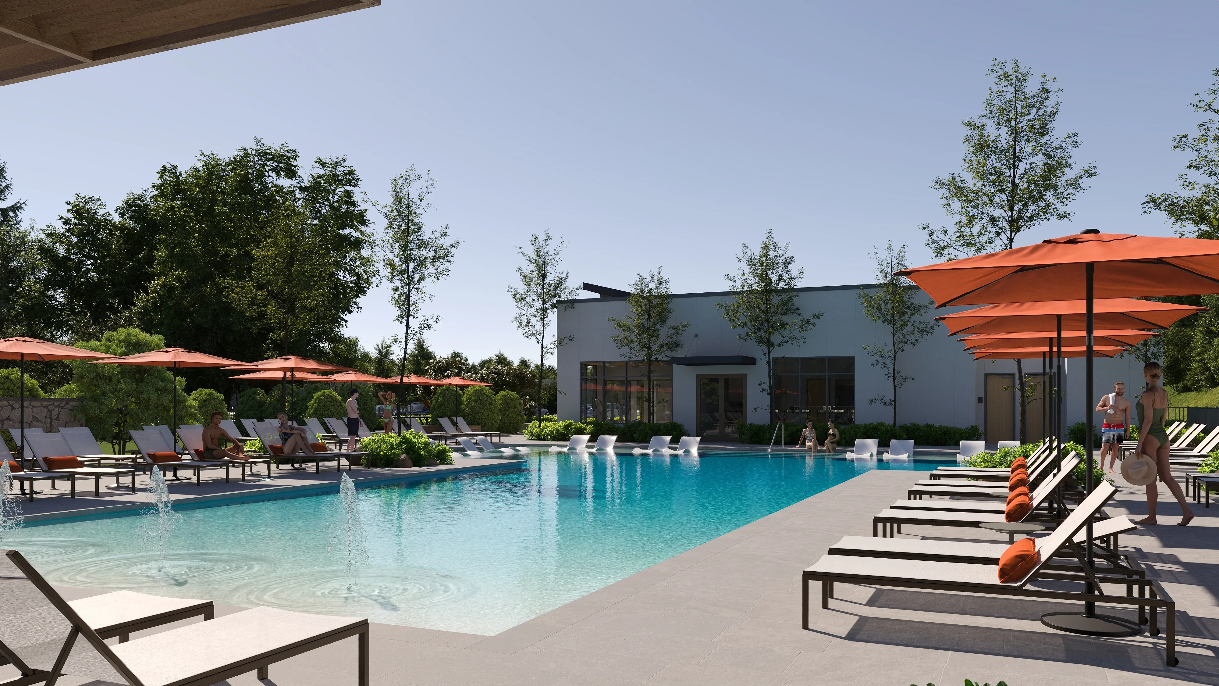 Poolside Area 3D Render
