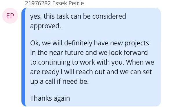 Positive Client Feedback