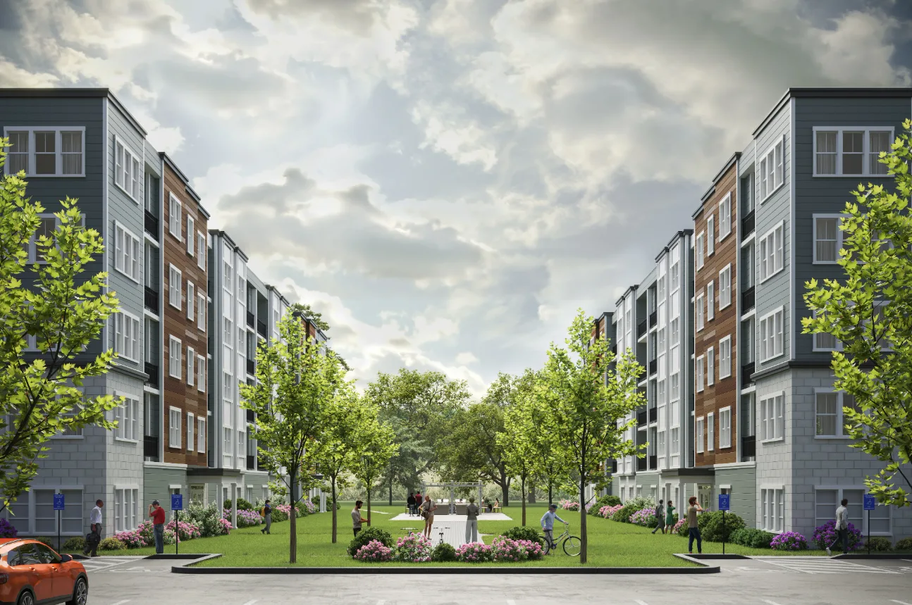 Apartment complex 3D rendering