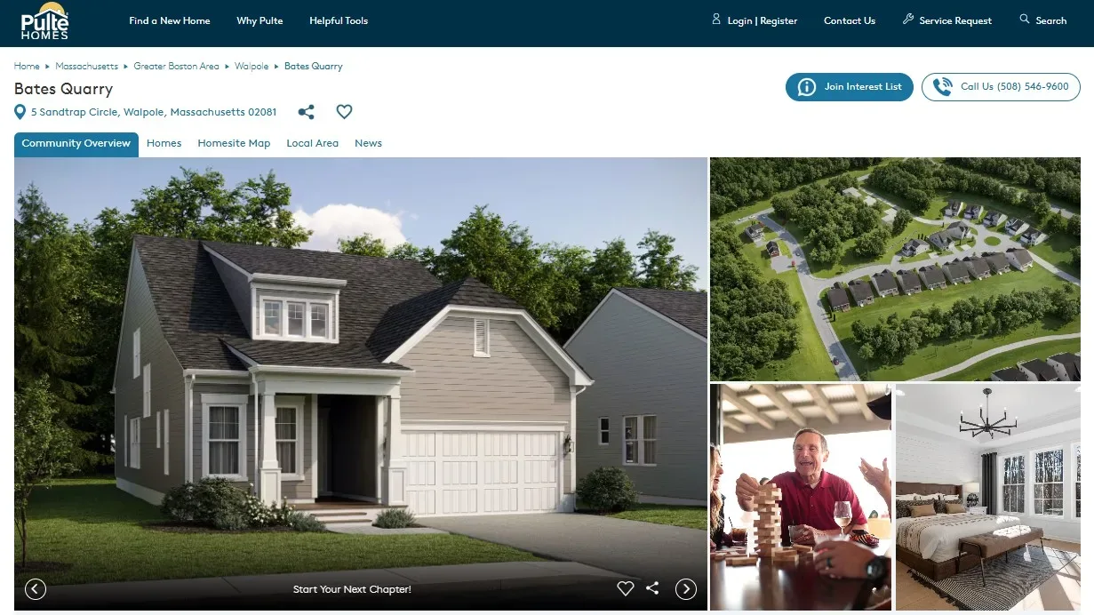Real estate listing interface showing a house in architectural visualization