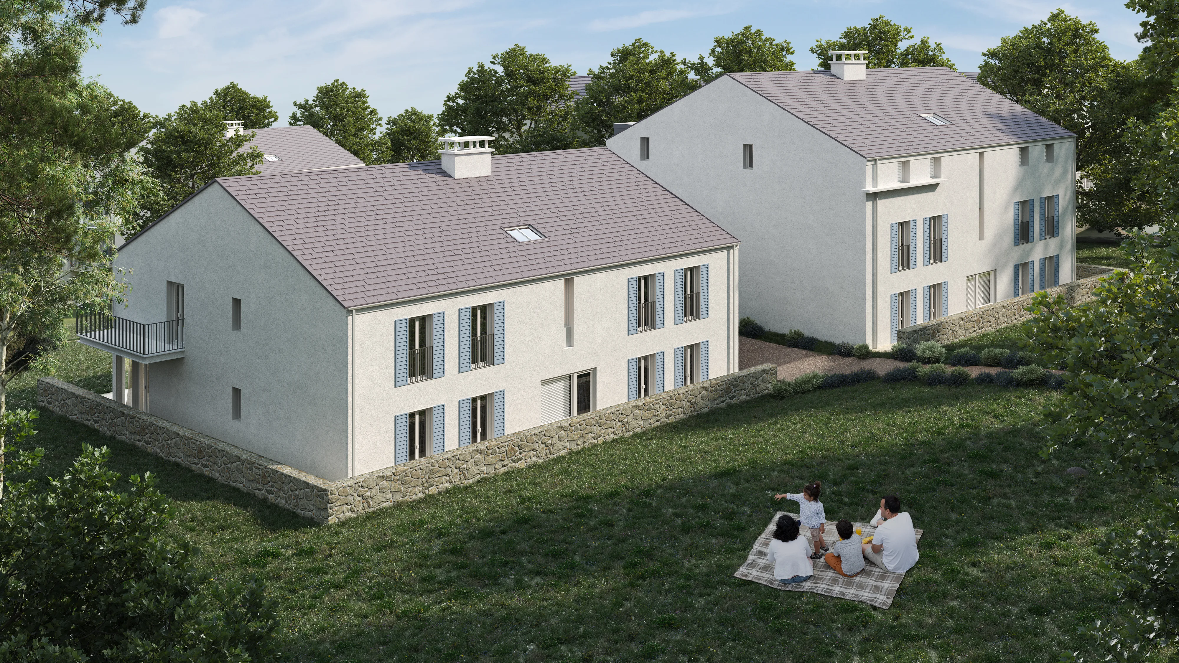 Elevated View 3D Rendering of Executive Apartments at a Golf Resort in France