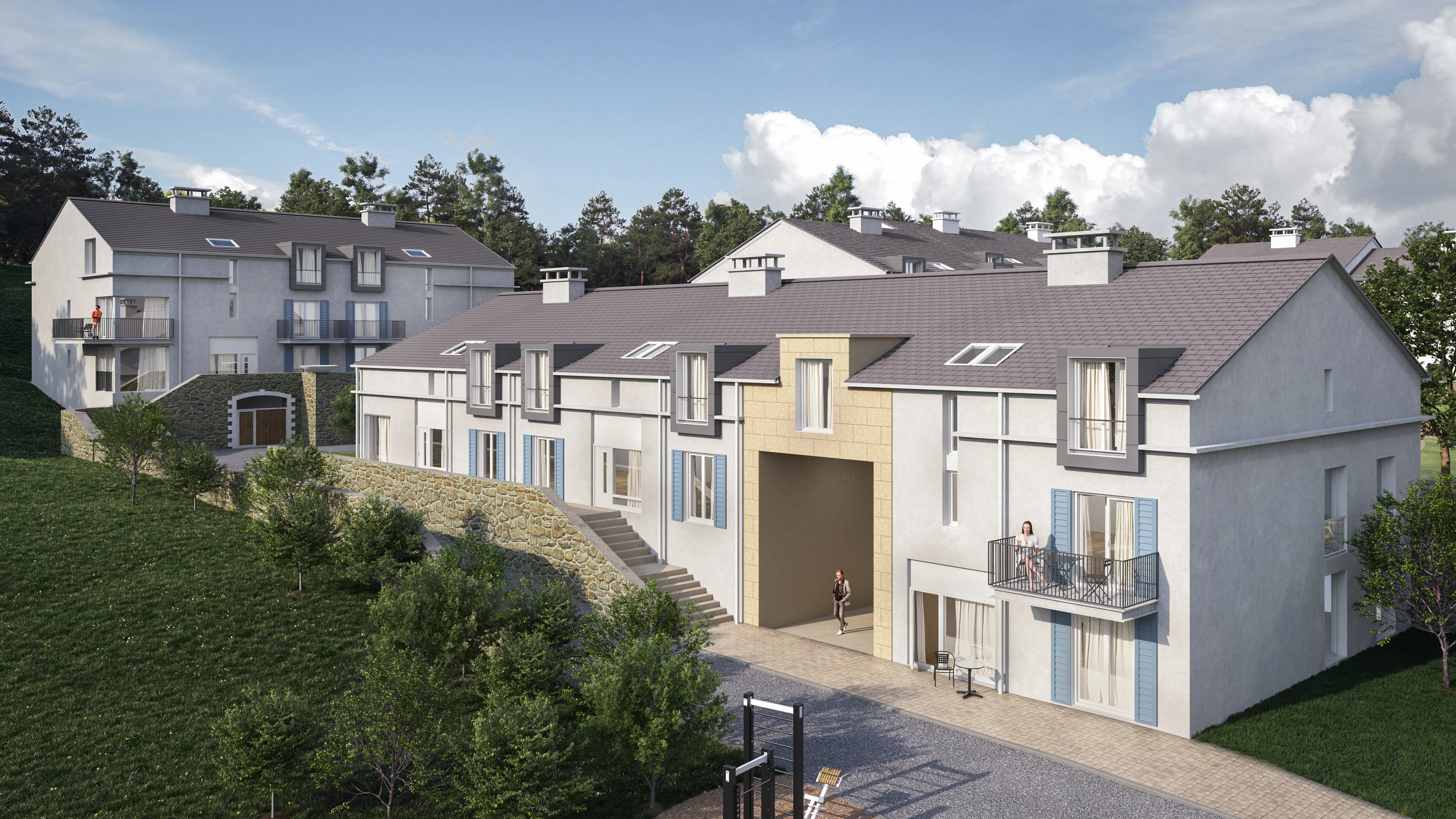 Exterior CGI of Serviced Golf Residences in Central France