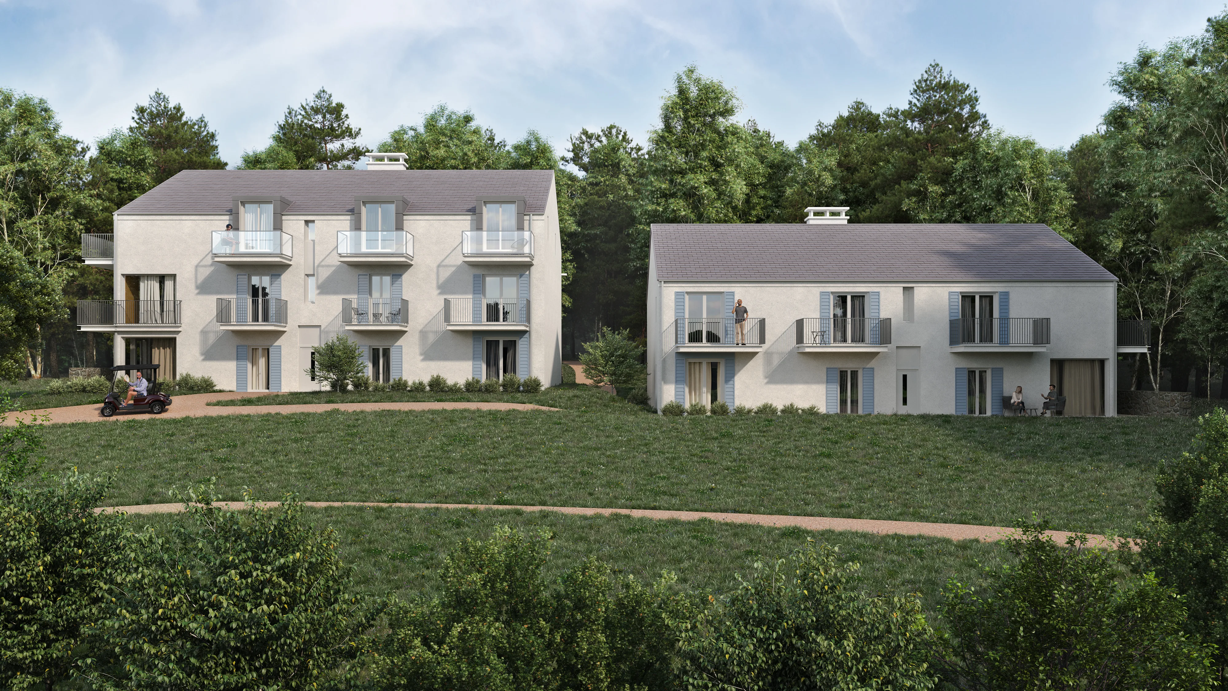 Exterior CGI of Luxury Golf Resort Apartments in Central France