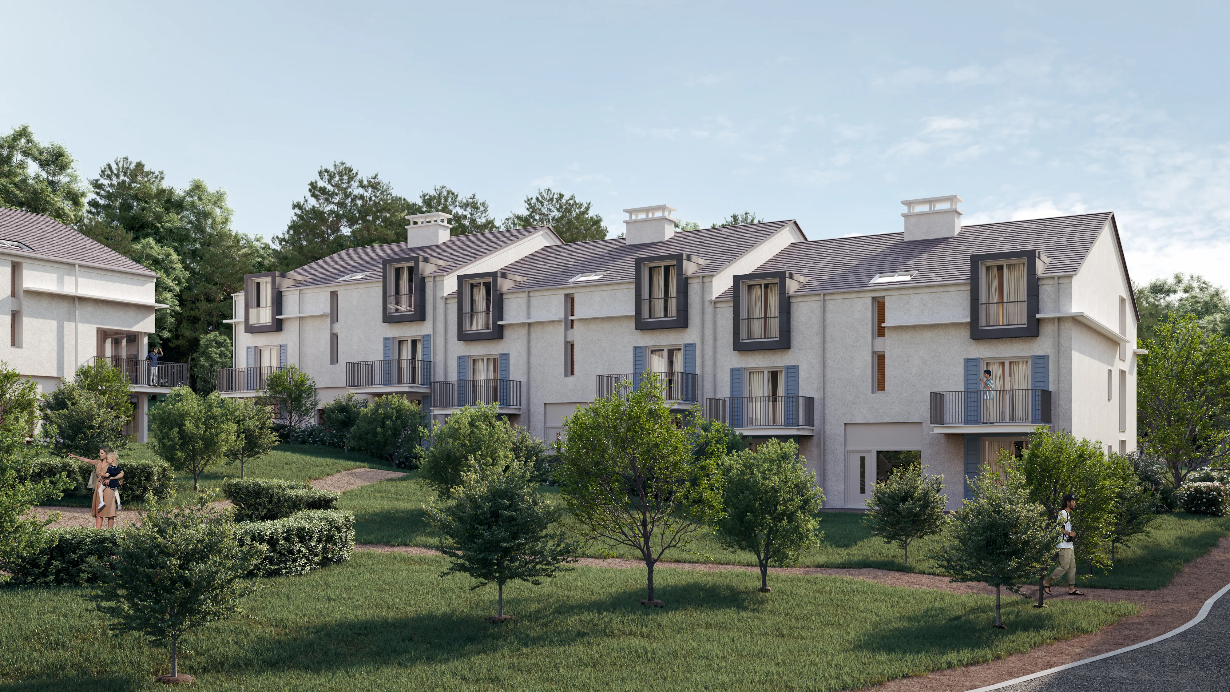 Garden View Rendering of Luxury Hotel Apartments in Central France