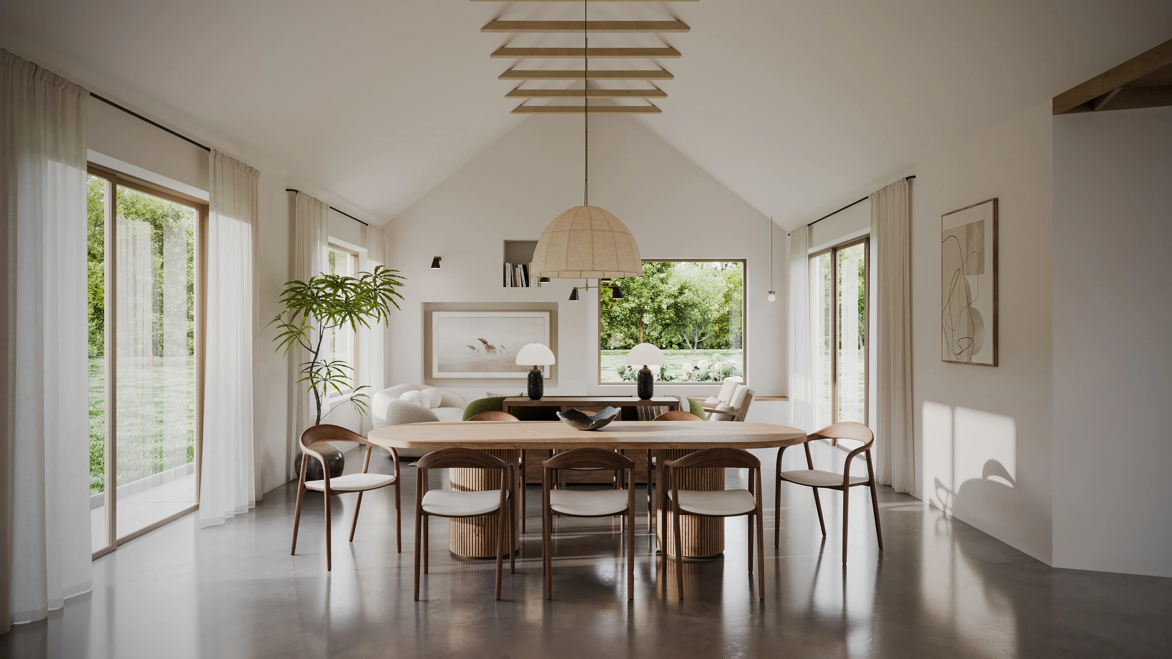 Modern dining room in an interior rendering of a house in Perth