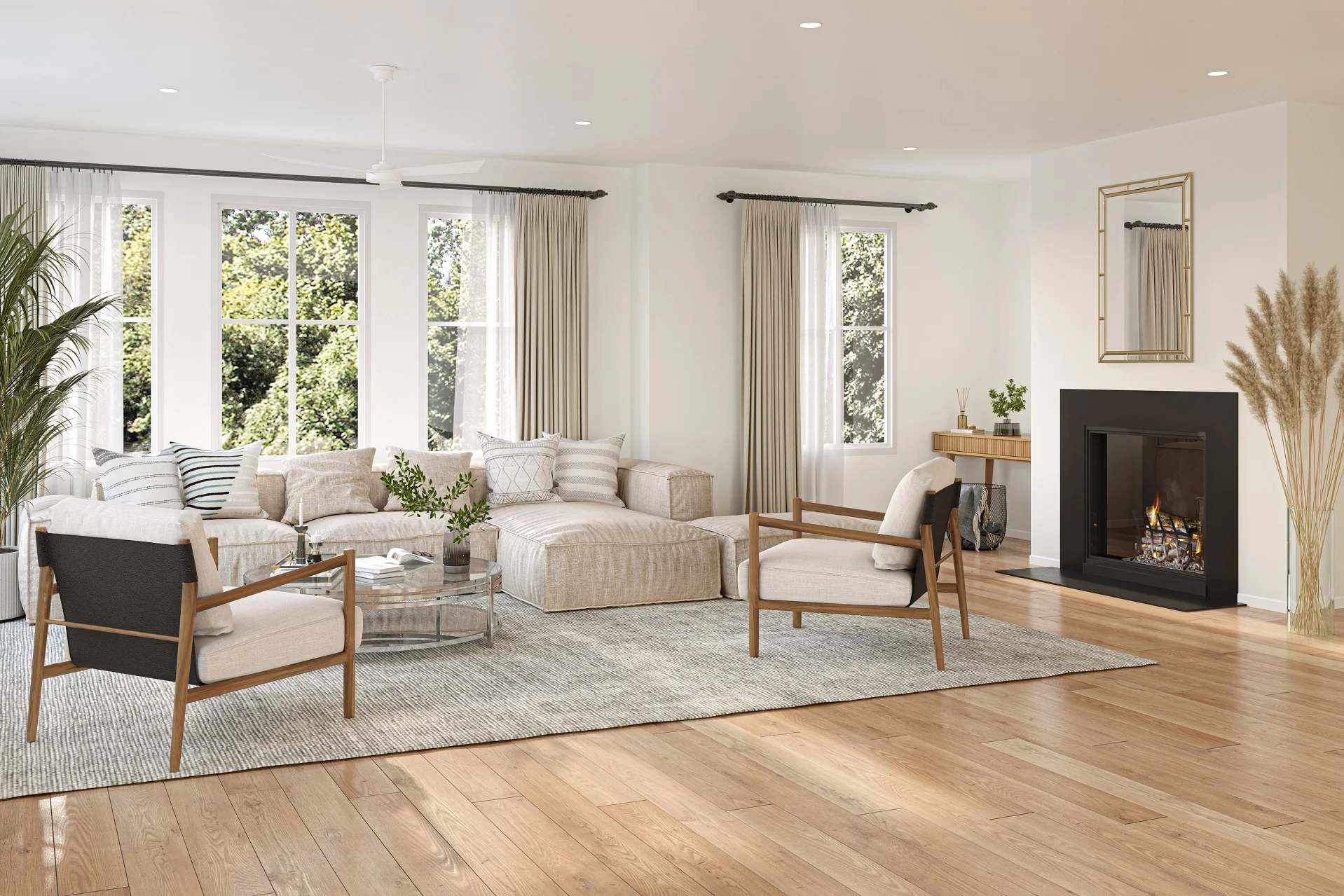 North Carolina townhome 3D renders of living room interior