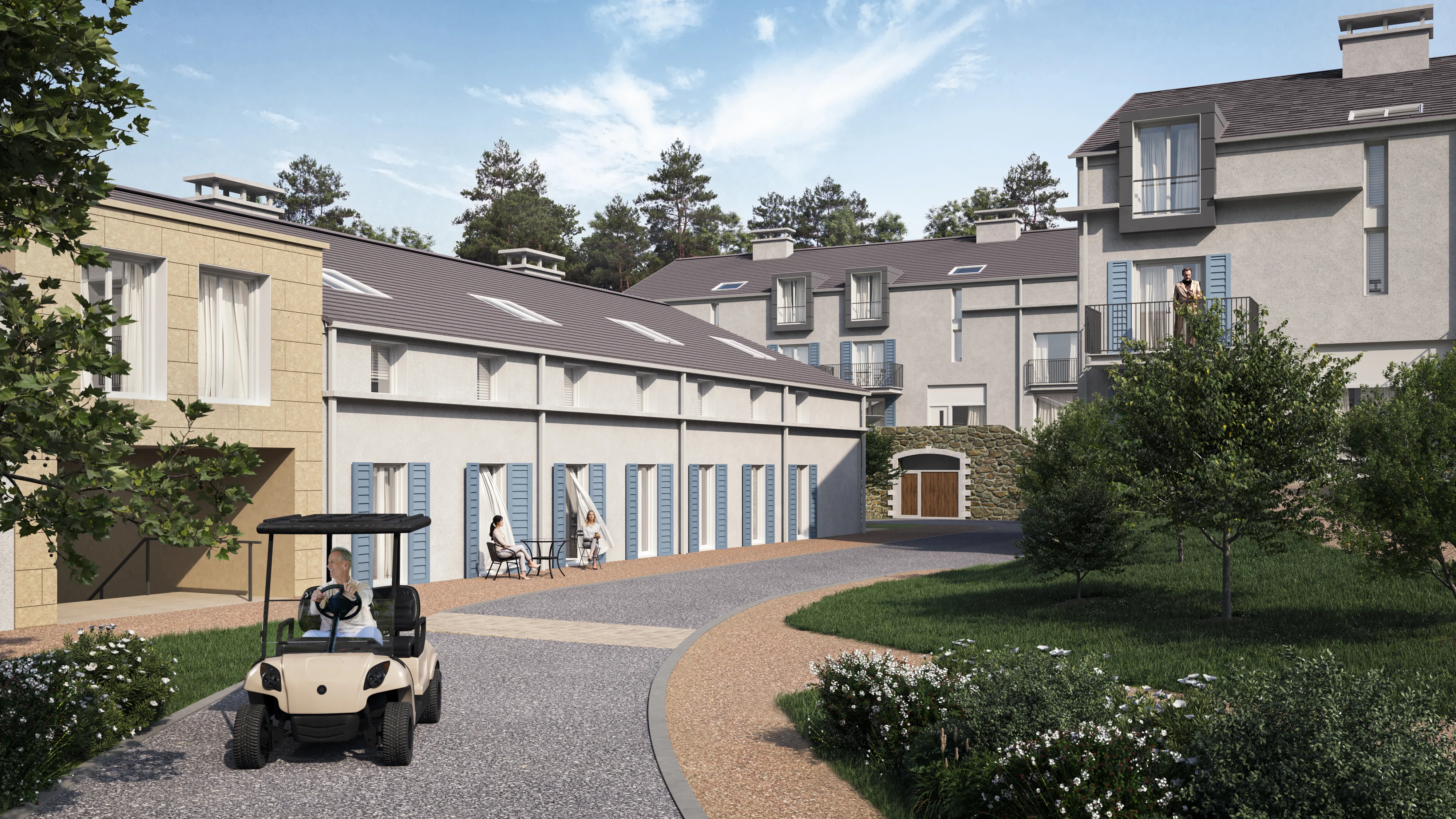 Golf Cart Path CGI at Luxury Serviced Golf Residences in Central France