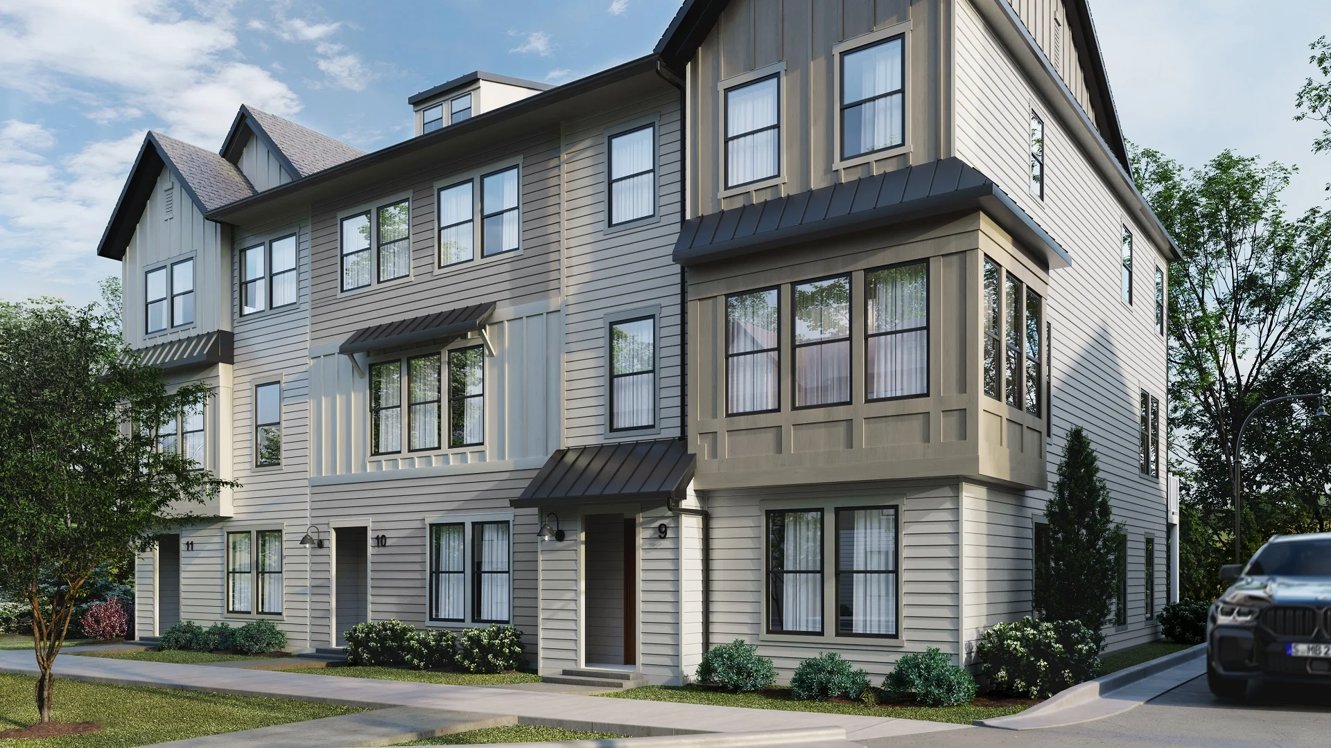 North Carolina townhome 3D renders: Close-up view