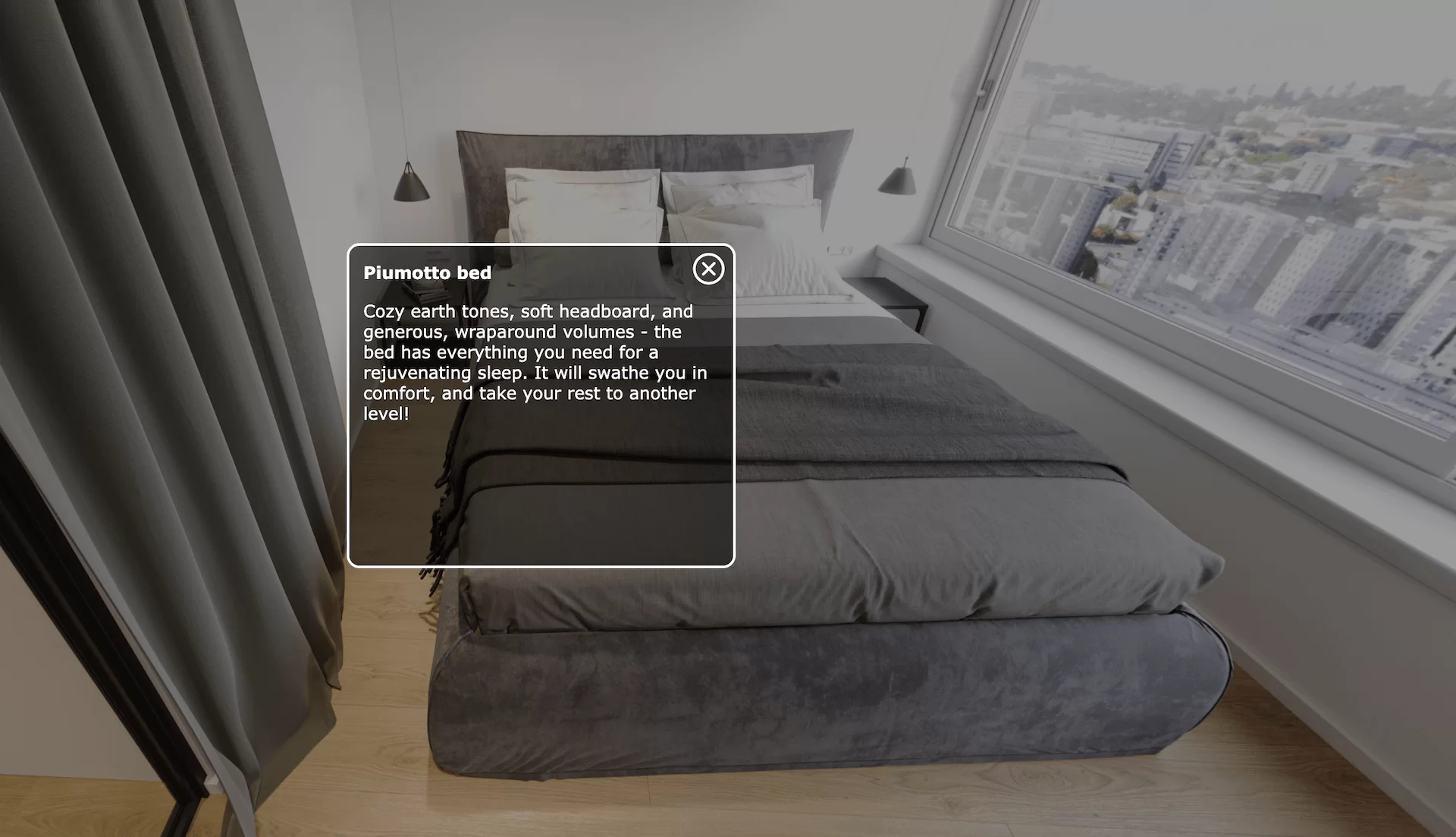 Virtual Apartment Tour with Information Buttons